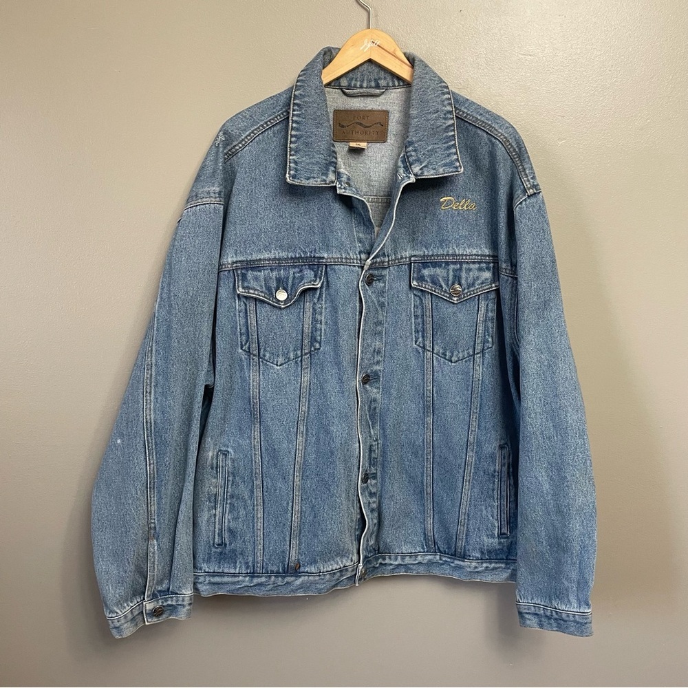 Trucker Blue Denim Jacket 3XL Embroidered Patch USA One Nation Under God